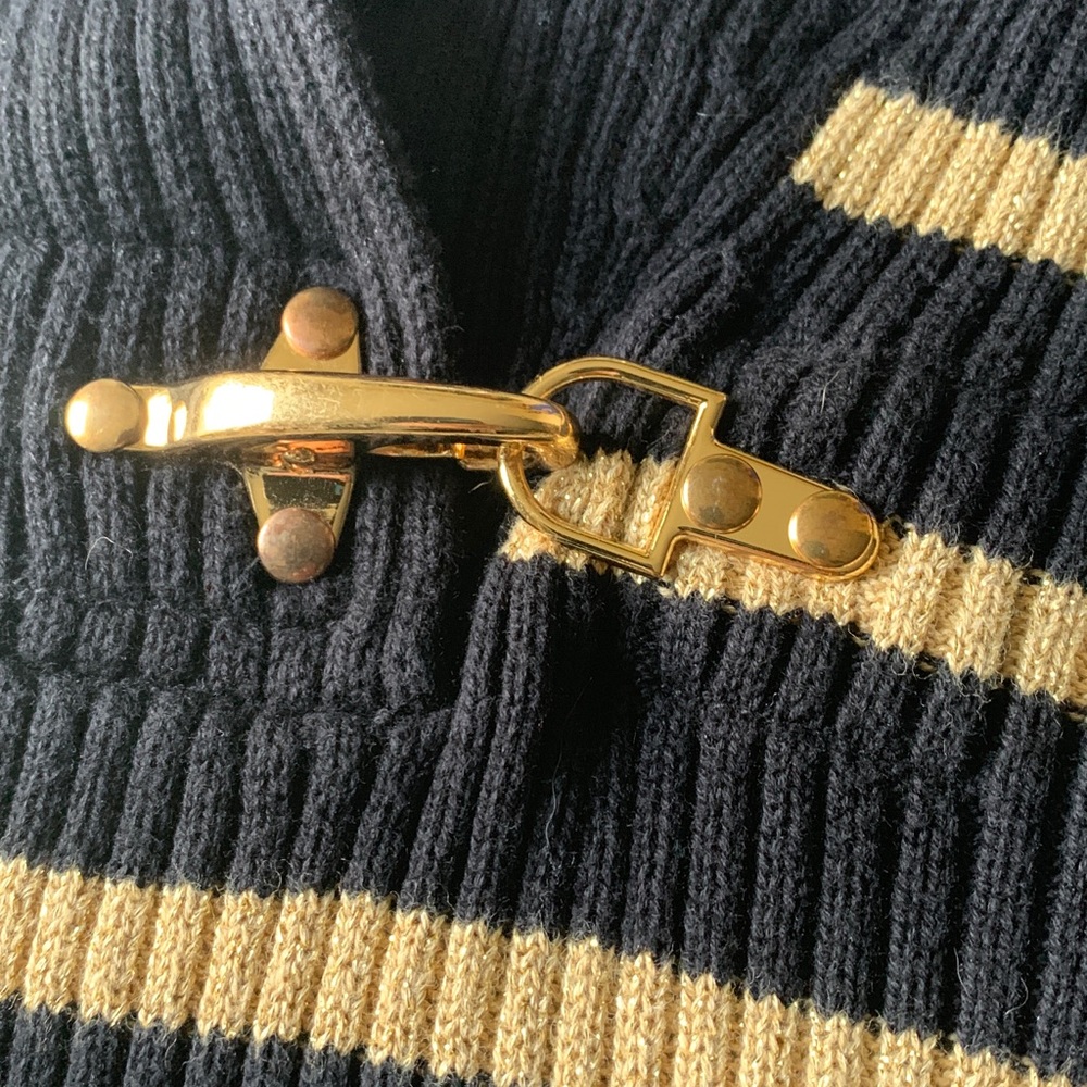 Ralph Lauren Black Label Ribbed Cotton Sweater with Gold Metallic Threads M - Picture 9 of 15